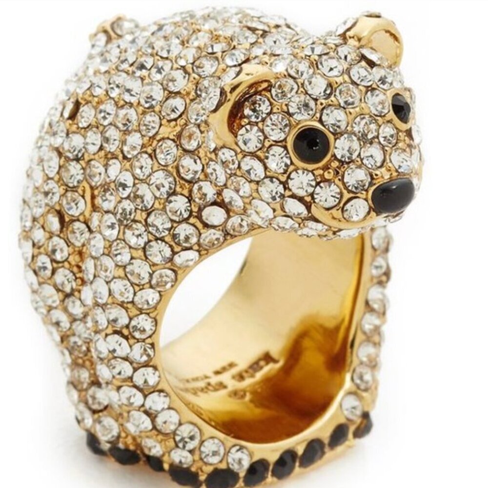 Kate Spade Cold Comforts Polar Bear Arctic Cocktail Ring Pave Jeweled Size 6 - Picture 1 of 9